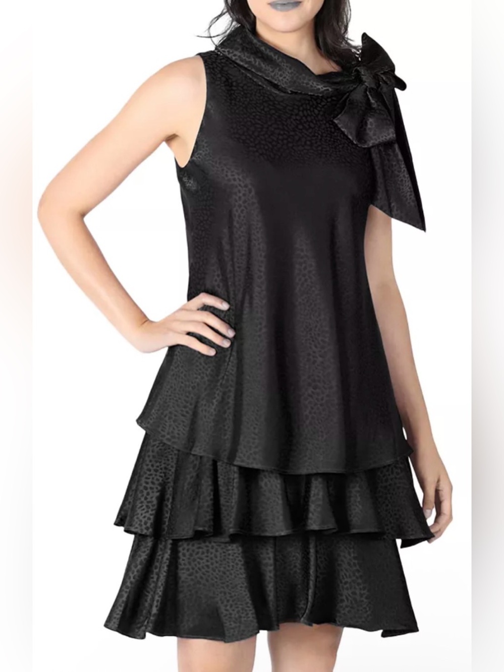 Robbie Bee Black Dress with Textured Fabric